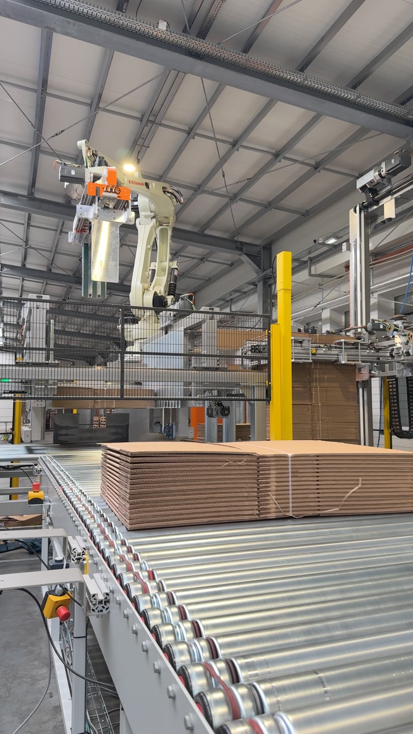 Kawasaki robot serving the automated sheet warehouse